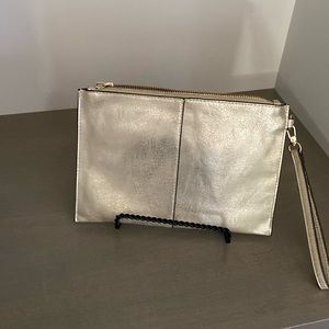 Gold wristlet clutch